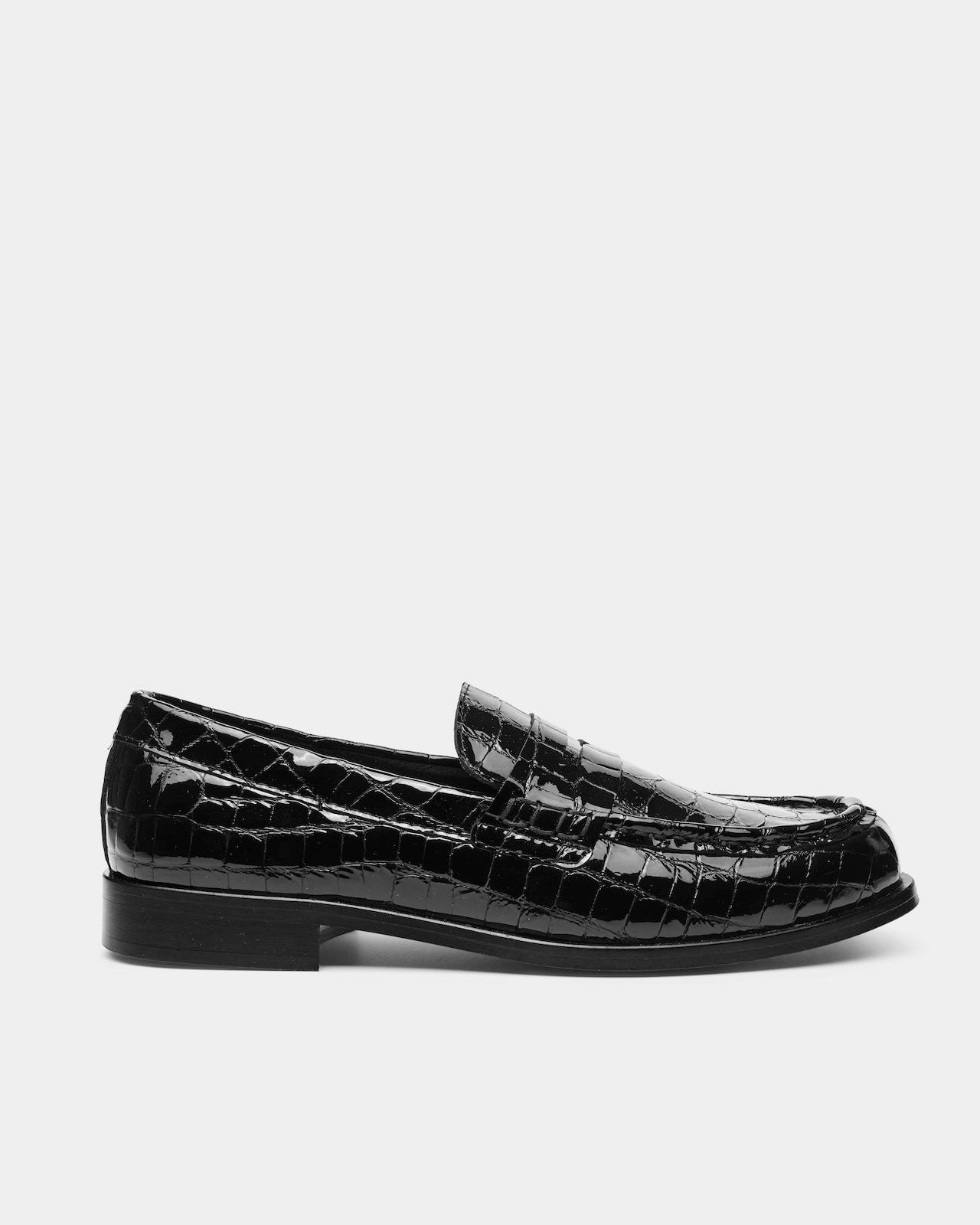 Savio Crocodile Patent Loafer "Black"